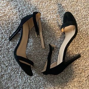 Black two strap heels